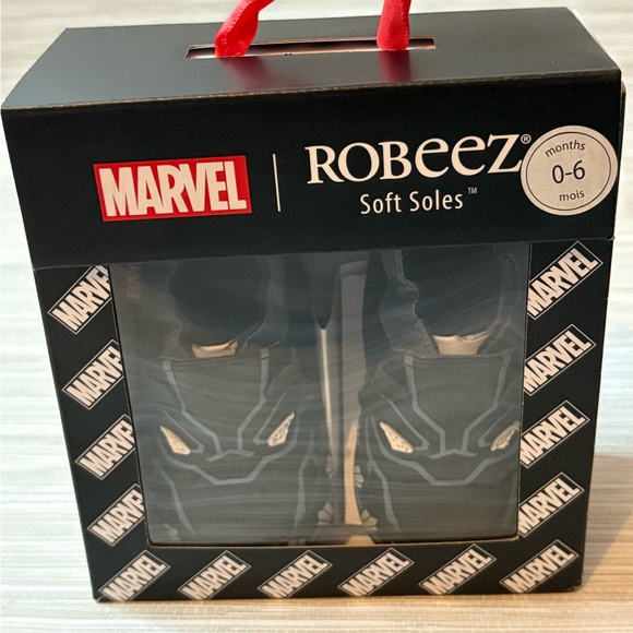 🆕 ROBEEZ Marvel 0-6 MONTHS ✨ black panther Soft Soles Baby Shoes NWT - Picture 1 of 3